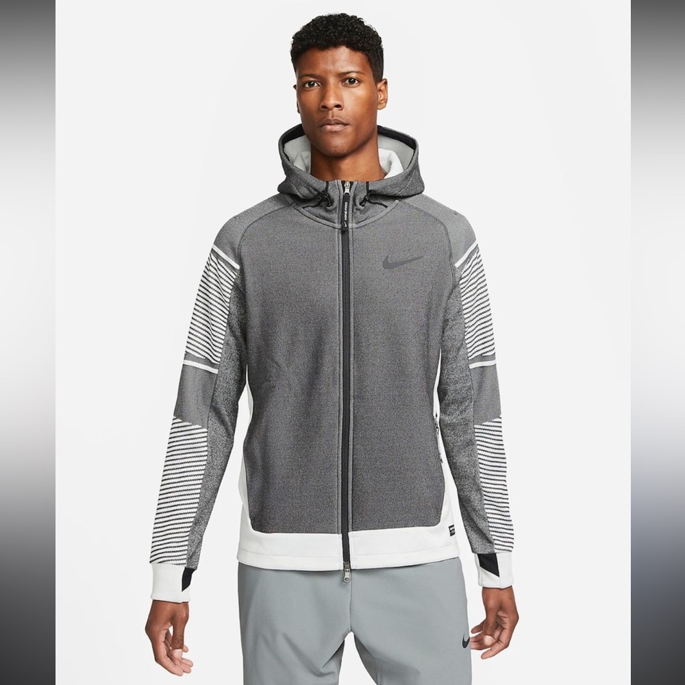 Nike Pro Therma-FIT ADV Men s Full-Zip Training Hoodie SZ S gray black